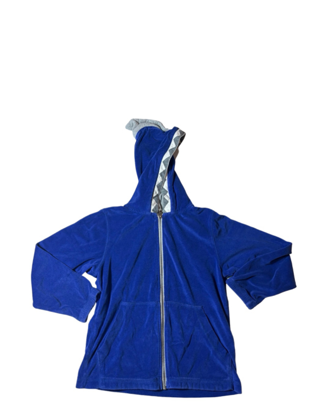 Hanna Andersson Kids Shark Terry Cloth Zip Hoodie Blue Size 8 Novelty